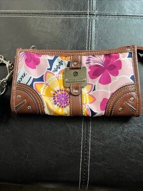 Rosetti Pink, Yellow & Brown Floral Wristlet Wallet